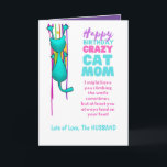 Grappige KATMAMMA Verjaardag Vrouw Van De Man Kaart<br><div class="desc">Zo'n grappige kleine woordspeling kon ik niet weerstaan voor echtgenoten en vriendjes om aan hun vrouwen en vriendinnen te geven! Degenen die ook kattenmoeders zijn natuurlijk!!  Dit is een van de vele unieke en leuke kaarten voor Kattenvaders en Gekke Kattenmoeders die eraan komen.</div>