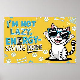 Grappige katposter, Cartoon kat draagt een zonnebr Poster