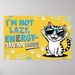 Grappige katposter, Cartoon kat draagt een zonnebr Poster
