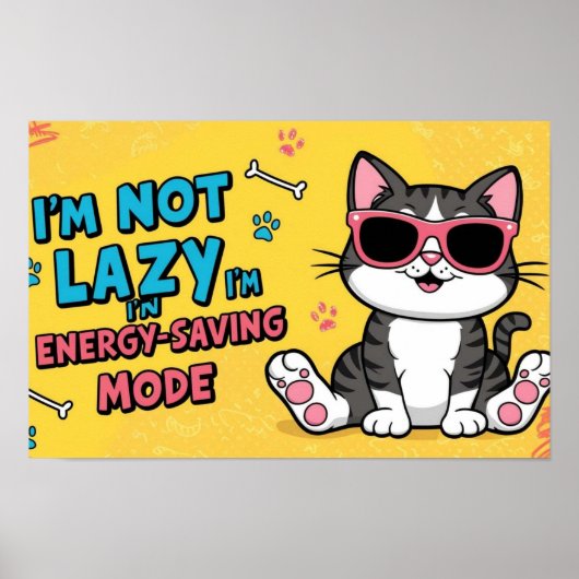 Grappige katposter Cartoon kat draagt een zonnebri Poster (Voorkant)
