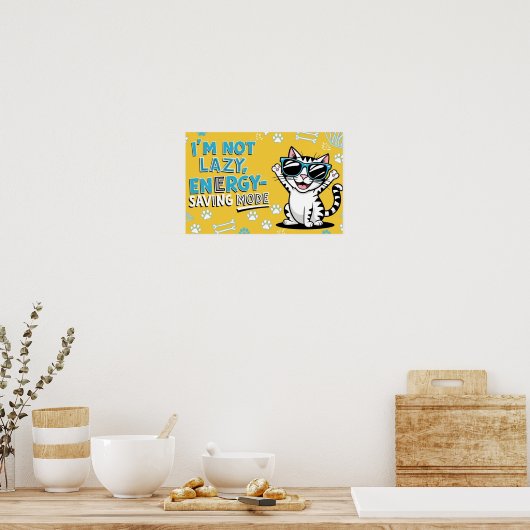 Grappige katposter, Cartoonkat met zonnebril  Poster (Keuken)