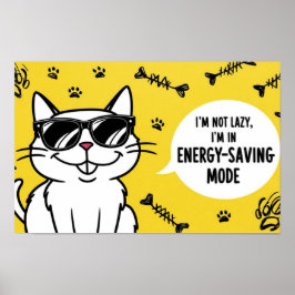 Grappige katposter, Cartoonkat met zonnebril  Poster