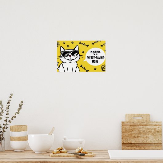 Grappige katposter, Cartoonkat met zonnebril  Poster (Keuken)