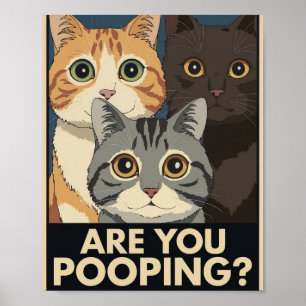 Grappige katposter   Poep je?   Kat Kunst Poster
