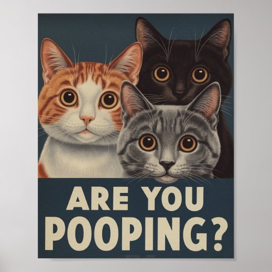 Grappige katposter | Poep je? | Kat Kunst Poster (Voorkant)