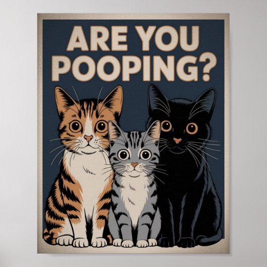 Grappige katposter | Poep je? | Kat Kunst Poster (Voorkant)