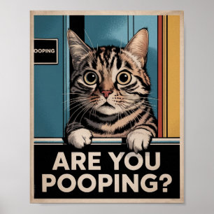 Grappige katposter Poep je? Kattenkunst Poster