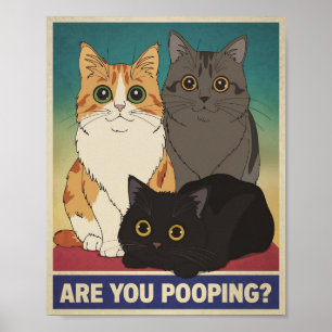 Grappige katposter Poep je? Kattenkunst Poster