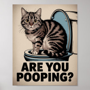 Grappige katposter Poep je? Kattenkunst Poster