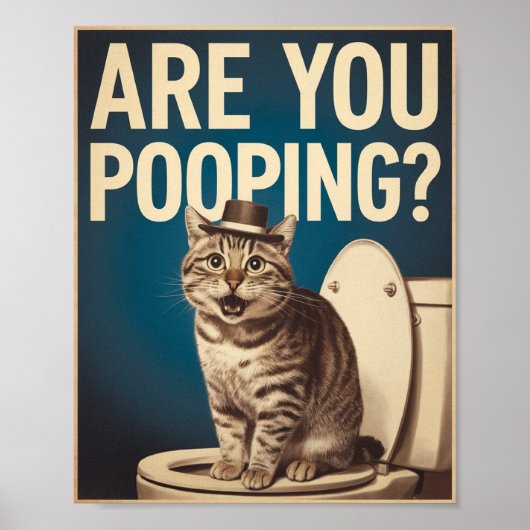 Grappige katposter | Poep je? | Kattenkunst Poster (Voorkant)