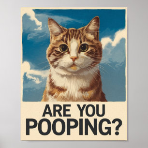 Grappige katposter Poep je? Kattenkunst Poster