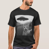 Grappige katselfie met ufo, buitenaards ruimteschi t-shirt (Voorkant)