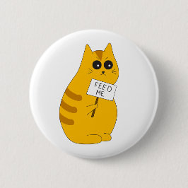 Grappige katspeld, "Voer me" knop Ronde Button 5,7 Cm