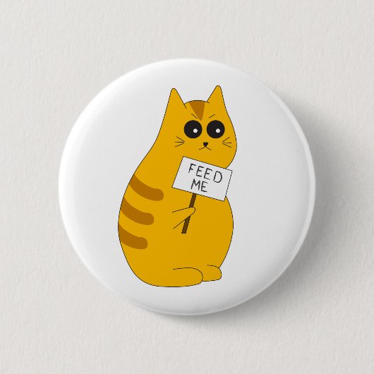 Grappige katspeld, "Voer me" knop Ronde Button 5,7 Cm (Voorkant)