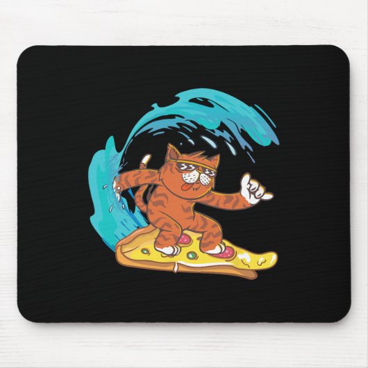 Grappige Katte Surft Op Een Pizzapunt  Muismat (Voorkant)