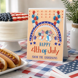 Grappige katten 4 juli wenskaart notitiekaartje