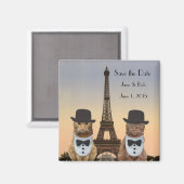 Grappige Katten Bewaar de Datum Paris Bruiloft II Magneet (Voorkant / Achterkant)