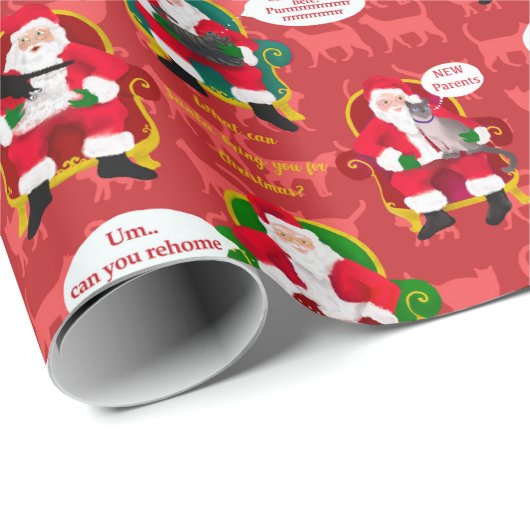 Grappige katten bezoeken Mall Santa Christmas Holi Cadeaupapier (Rol Hoek)