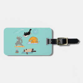 Grappige katten bij yoga bagagelabel