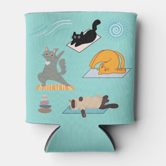 Grappige katten bij yoga blikjeskoeler (Voorkant)