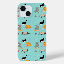 Grappige katten bij yoga iPhone 15 case