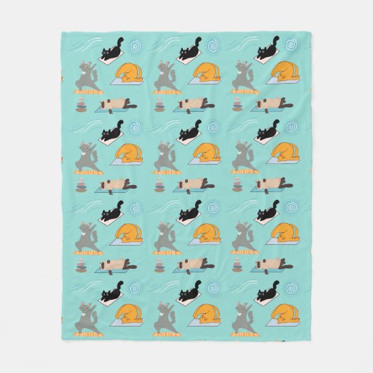Grappige katten bij yoga fleece deken (Voorkant)