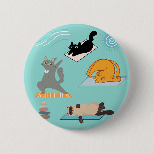Grappige katten bij yoga ronde button 5,7 cm