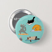 Grappige katten bij yoga ronde button 5,7 cm (Voorkant /achterkant)