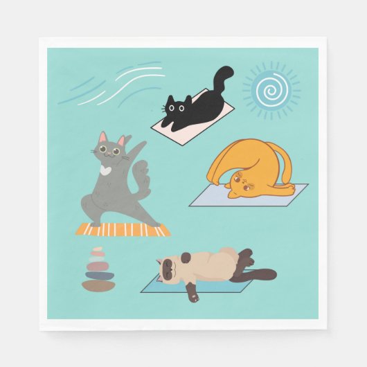 Grappige katten bij yoga servet (Voorkant)