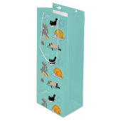 Grappige katten bij yoga wijn cadeautas (Voorkant Gekanteld)