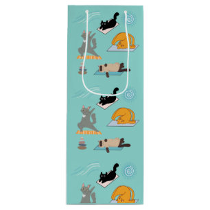 Grappige katten bij yoga wijn cadeautas