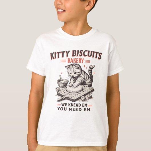 Grappige Katten Biscuit Bakkerij T-shirt (Voorkant)