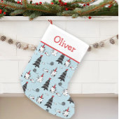 Grappige Katten Blauw en Wit Kleine Kerstsok