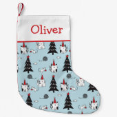 Grappige Katten Blauw en Wit Kleine Kerstsok (Voorkant)