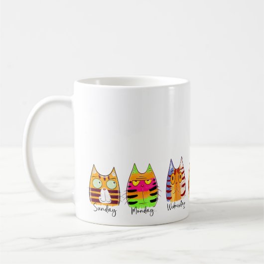 Grappige katten dagen van de week koffiemok (Links)