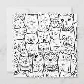 Grappige katten doodle patroon verjaardag kaart (Achterkant)