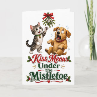 Grappige Katten- en Hondenkerstmis Kaart