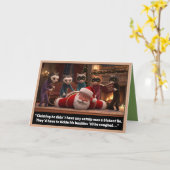 Grappige katten en Kerstman Kaart (Gele Bloem)