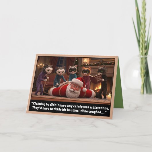Grappige katten en Kerstman Kaart (Voorkant)