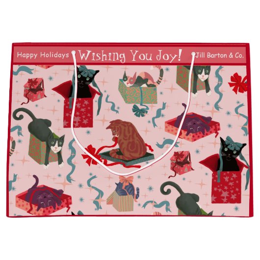 Grappige Katten en Kerstmisdozen Douane Groot Cadeauzakje (Voorkant)