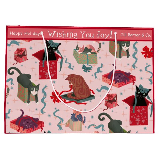 Grappige Katten en Kerstmisdozen Douane Groot Groot Cadeauzakje (Achterkant)