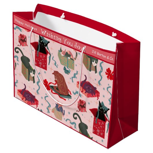 Grappige Katten en Kerstmisdozen Douane Groot Groot Cadeauzakje (Achterkant Gekanteld)