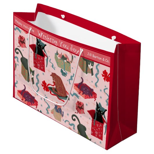 Grappige Katten en Kerstmisdozen Douane Groot Groot Cadeauzakje (Voorkant Gekanteld)