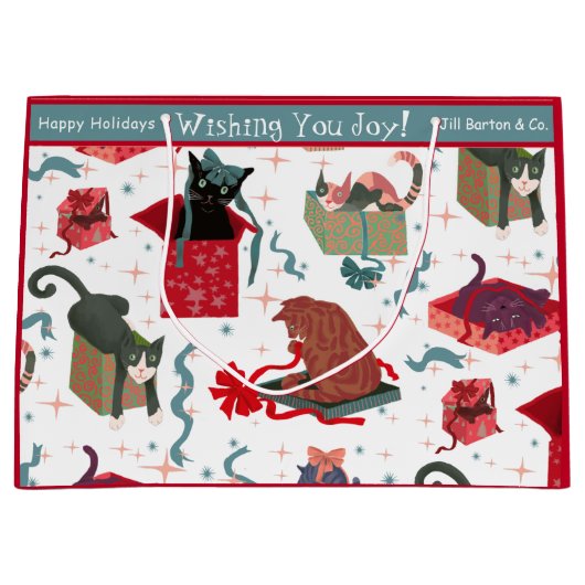 Grappige Katten en Kerstmisdozen Witte Douane Groot Cadeauzakje (Voorkant)