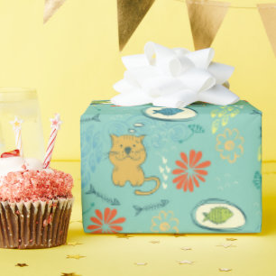 Grappige katten en vissen cadeaupapier