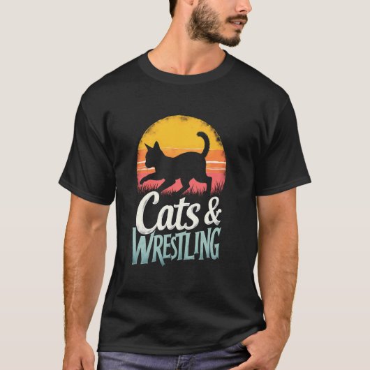 Grappige katten en worstelen - speelse kattenkunst t-shirt (Voorkant)