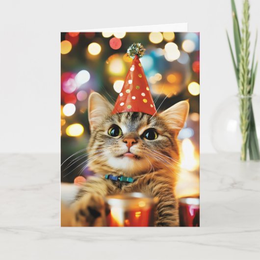 Grappige Katten Feestviering Feestdagen Kaart (Voorkant)