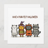 Grappige katten Fijne Halloween  Feestdagenkaart (Voorkant / Achterkant)