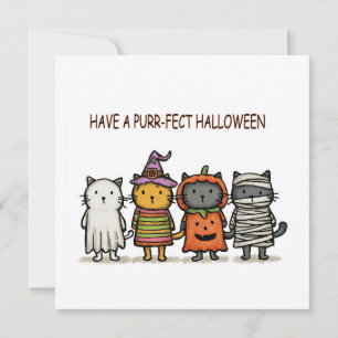 Grappige katten Fijne Halloween  Feestdagenkaart