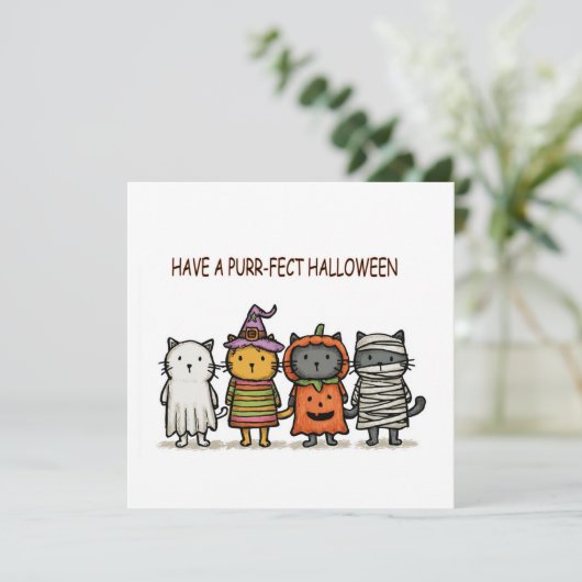 Grappige Katten Gelukkig Halloween Feestdagenkaart (Staand voorkant)